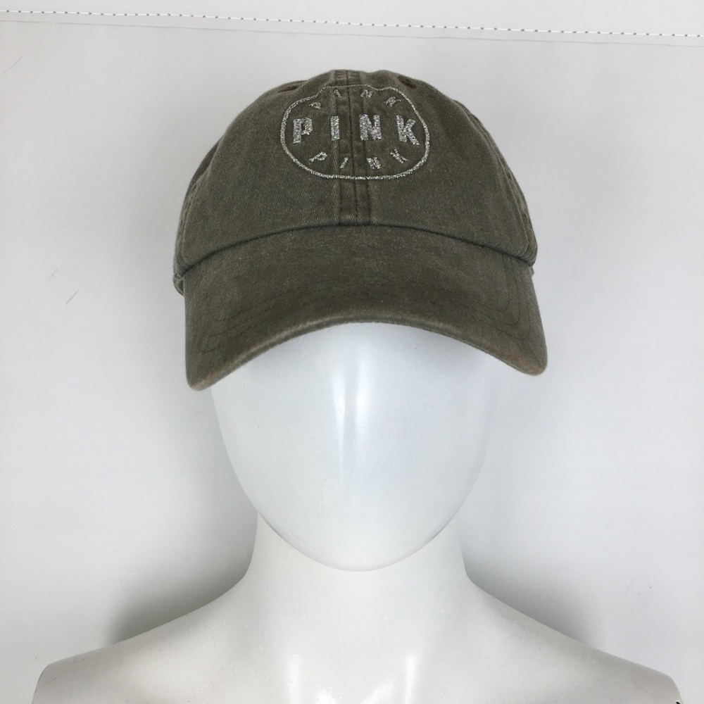 Y2K PINK Victoria's Secret Women’s Baseball Hat Cap Olive Green Strapback